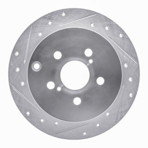 Pontiac Vibe Brake Rotor (1) - Rear Left - R1 Concepts - Drilled & Slotted - Silver - `00-`10